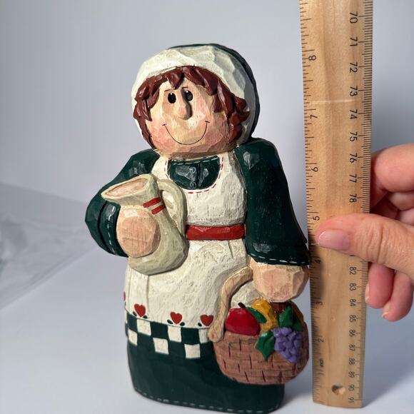 Vintage Eddie Walker Thanksgiving Woman Figurine Harvest Folk Art Resin Basket - Picture 11 of 11